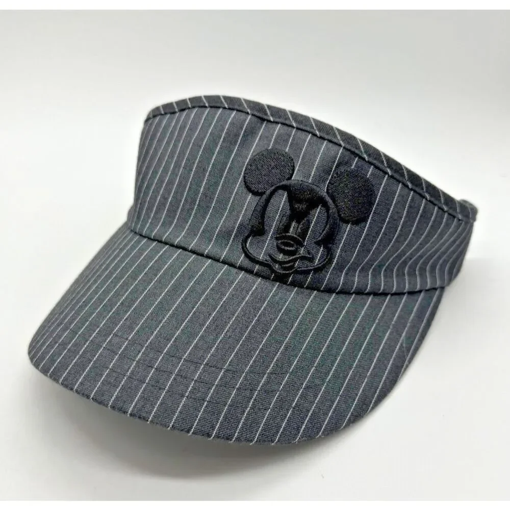 Disney Parks Mickey Mouse Black White Pin‎ Striped Adjustable Visor Adult